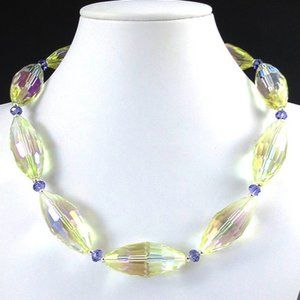Glass, Crystal, and Sterling Silver Necklace